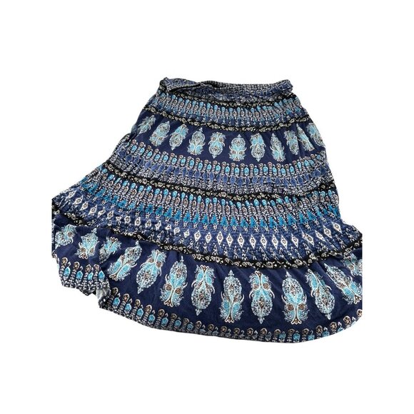 St. Johns Bay Womens PXL Blue Boho Maxi Skirt With Elastic Waist Gypsy Hippie - Picture 8 of 11